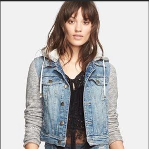 Free people Jean jacket with knit sleeves